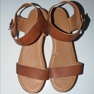 Charlotte Russe Women's Tan Ankle-Strap Flat Sandals